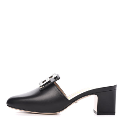 Gucci Malaga Kid Crystal Square G Madelyn Mules 37 Black 1 of 10