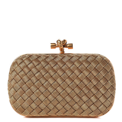 Bottega Veneta Intreccio Oro Bruciato Knot Clutch 1 of 7