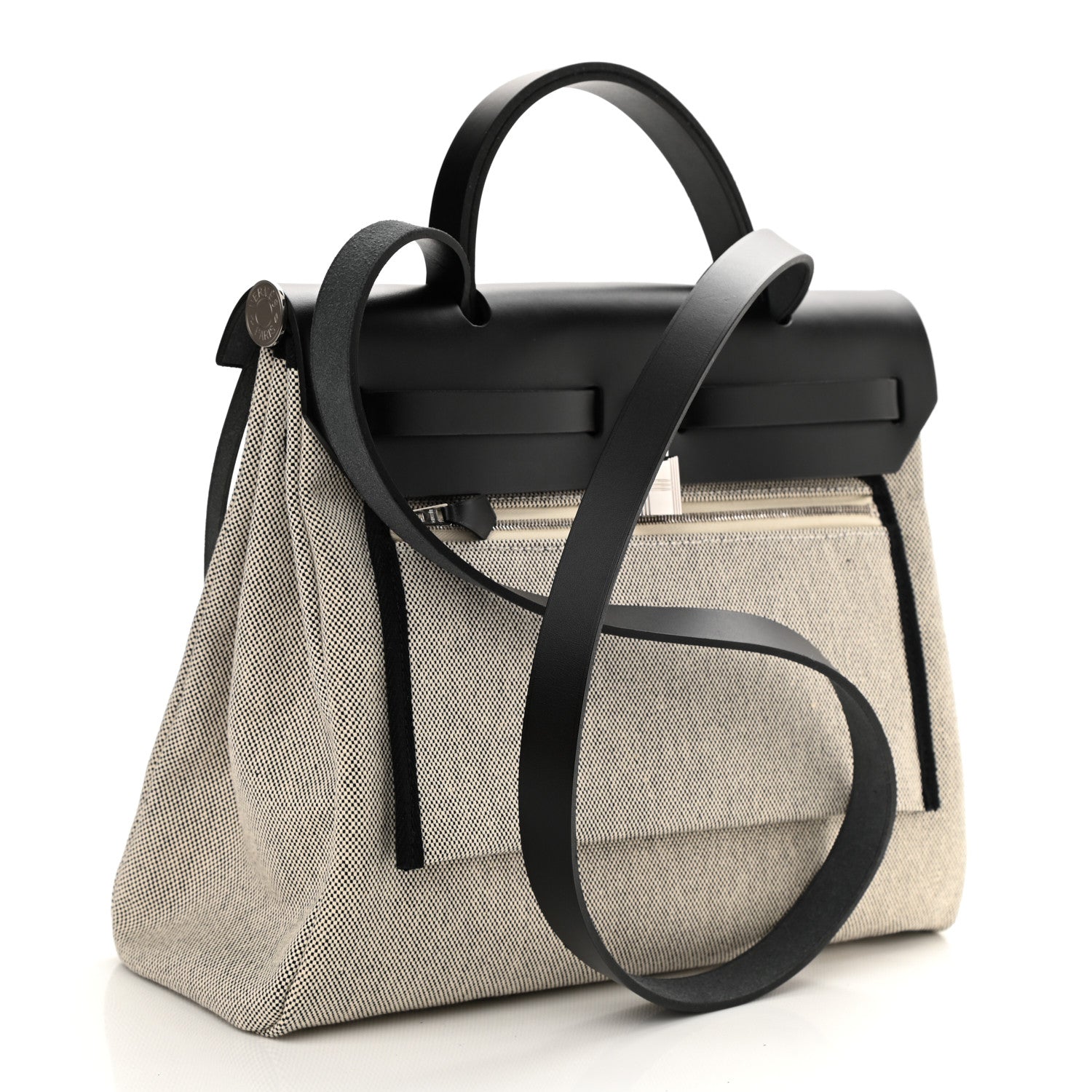 Hermes Vache Hunter Toile H Pegase Pop Herbag Zip Retourne 31 PM Bleu Indigo Ecru Black 4 of 11