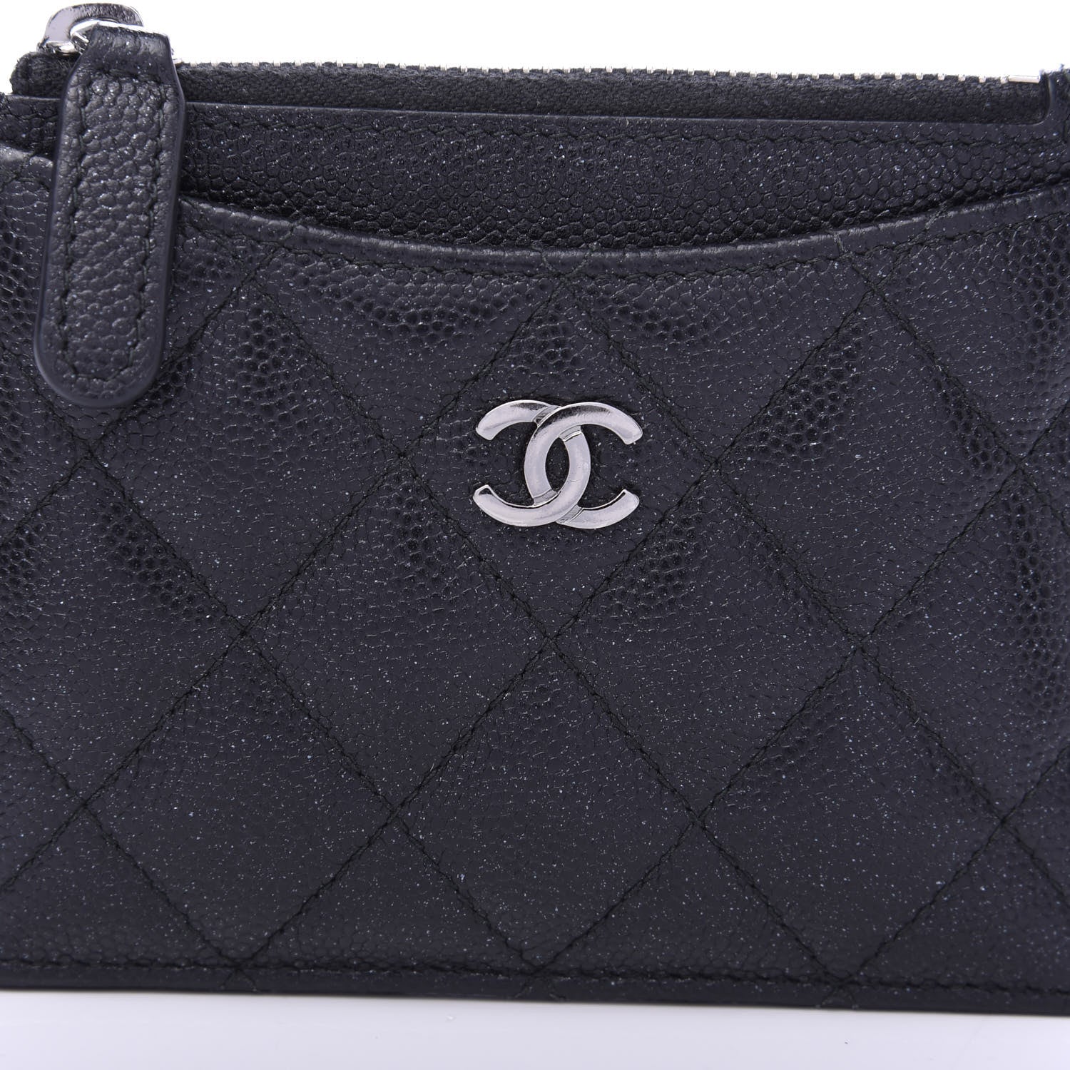 Chanel Iridescent Caviar Quilted CC Zip Card Holder Black 8 of 9