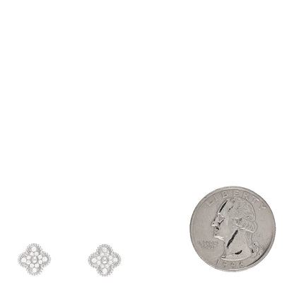 Van Cleef & Arpels 18K White Gold Diamond Sweet Alhambra Earrings 2 of 4