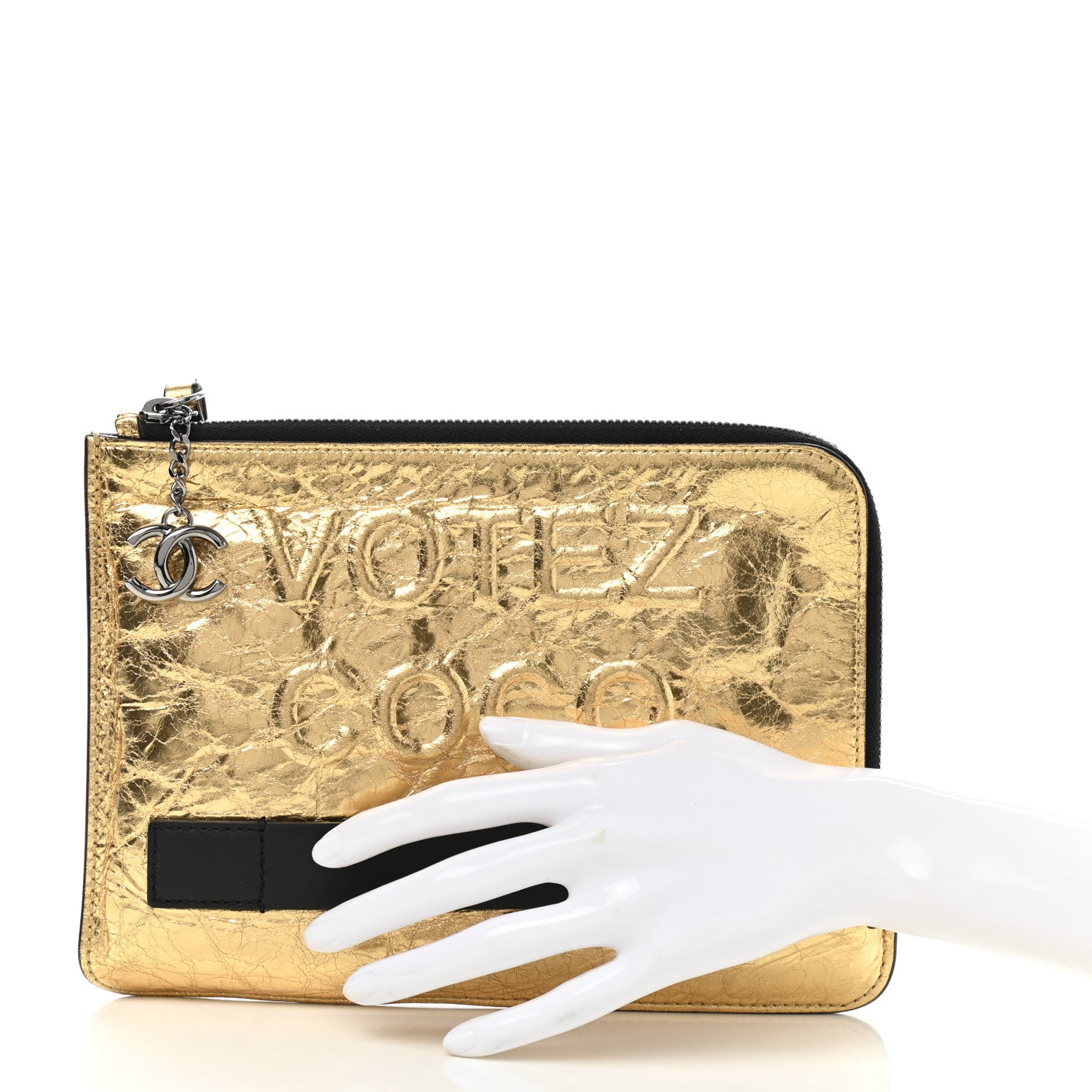 Chanel Metallic Lambskin Small Feminine Pouch Clutch Gold 2 of 7