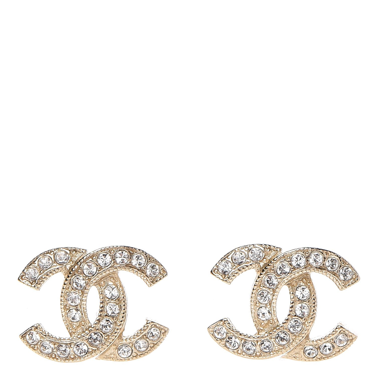 Chanel Crystal CC Earrings Gold 1 of 4