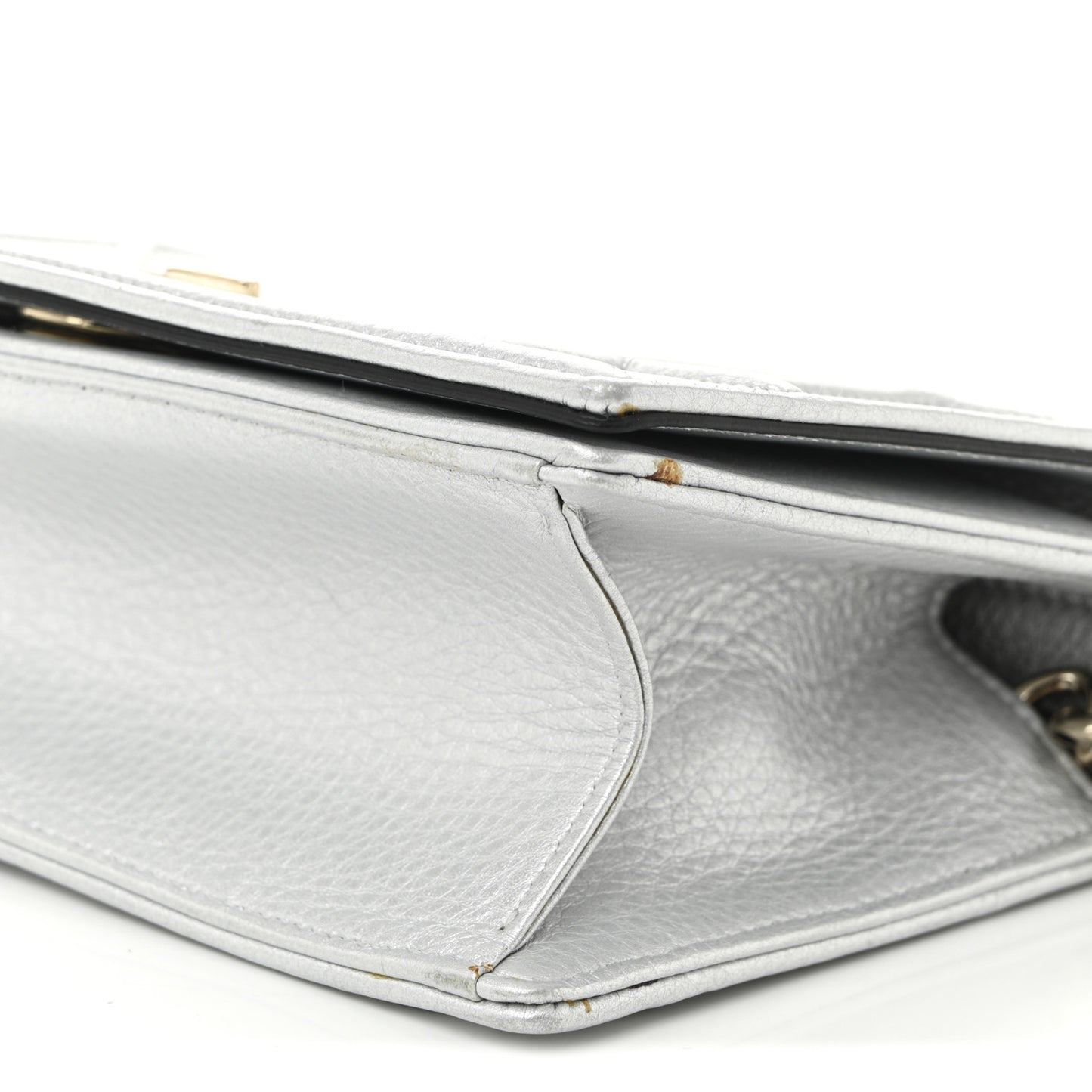 Metallic Calfskin Small Diorama Flap Bag Silver