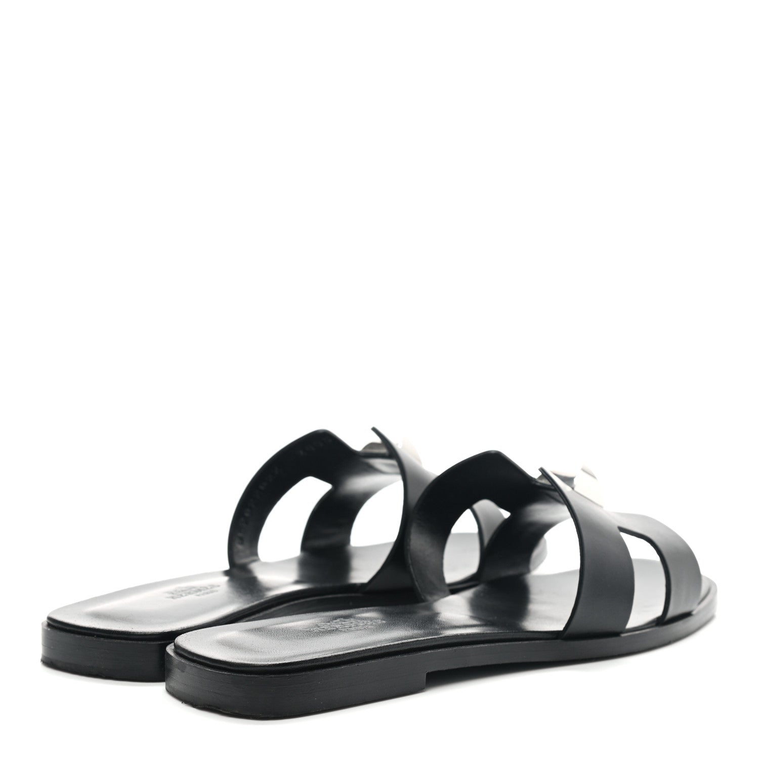 Hermes Box Calfskin Clous Pyramide Oran Sandals 37 Black 4 of 14