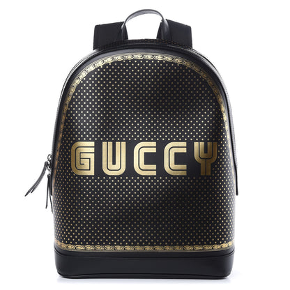 Gucci X SEGA Calfskin GUCCY Stars Dome Backpack Black Gold 1 of 10