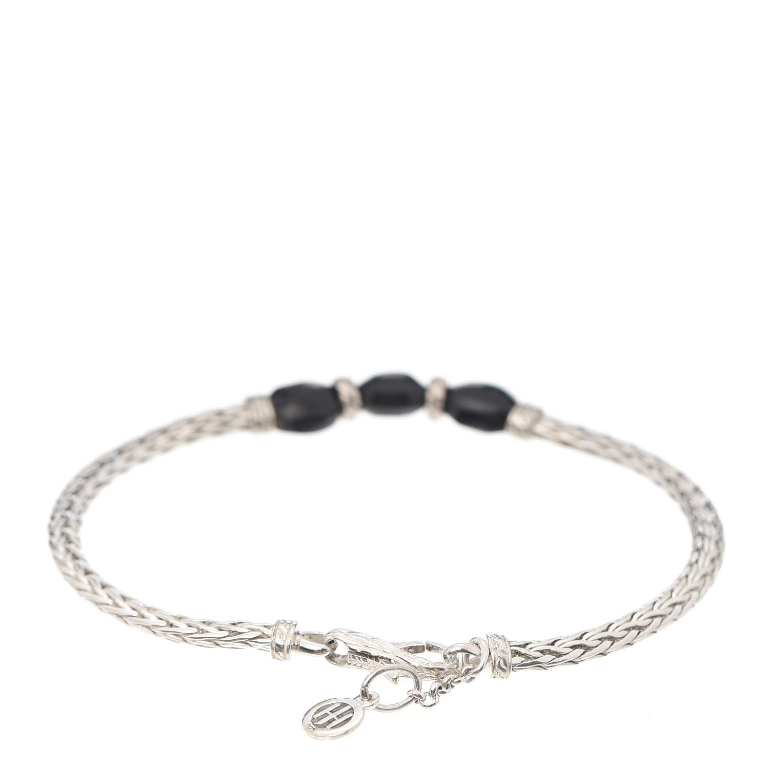 John Hardy Sterling Silver Black Onyx Slim Classic Chain 3 Bead Bracelet 3 of 5