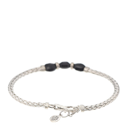 John Hardy Sterling Silver Black Onyx Slim Classic Chain 3 Bead Bracelet 3 of 5