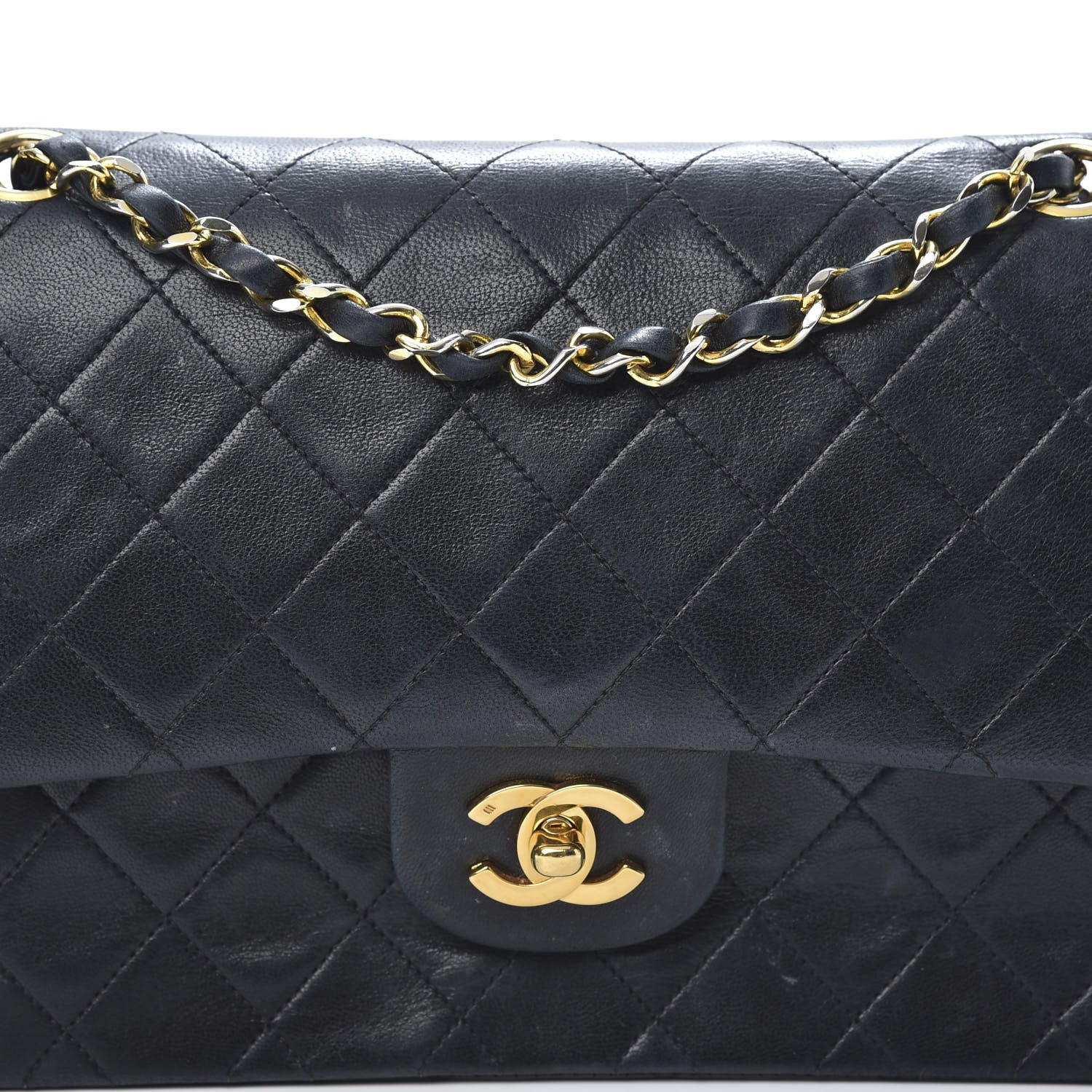 Chanel Lambskin Quilted Medium Double Flap Black 8 of 19