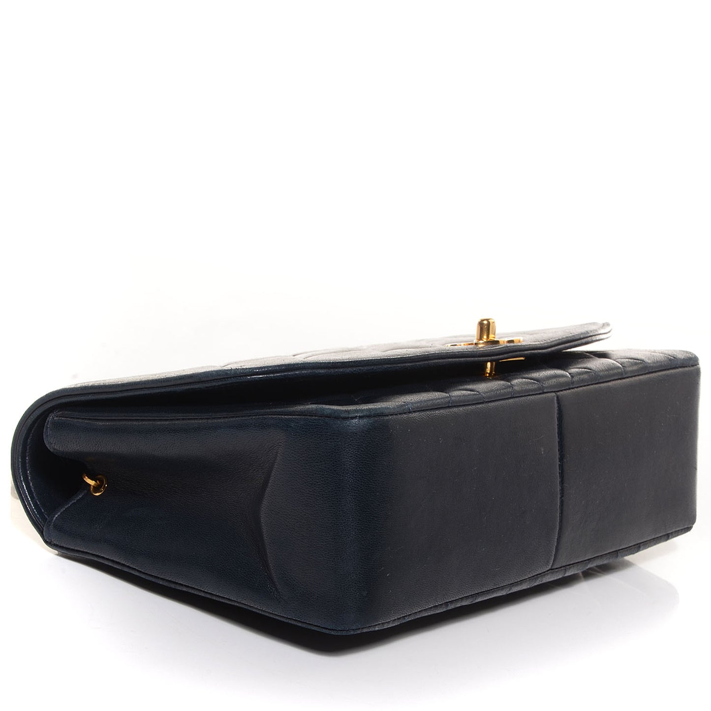 Lambskin Medium Single Flap Navy