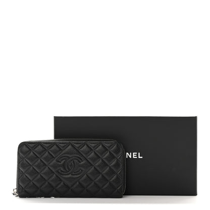 Chanel Caviar Quilted Diamond CC Gusset Zip Around Wallet Black 13 of 13