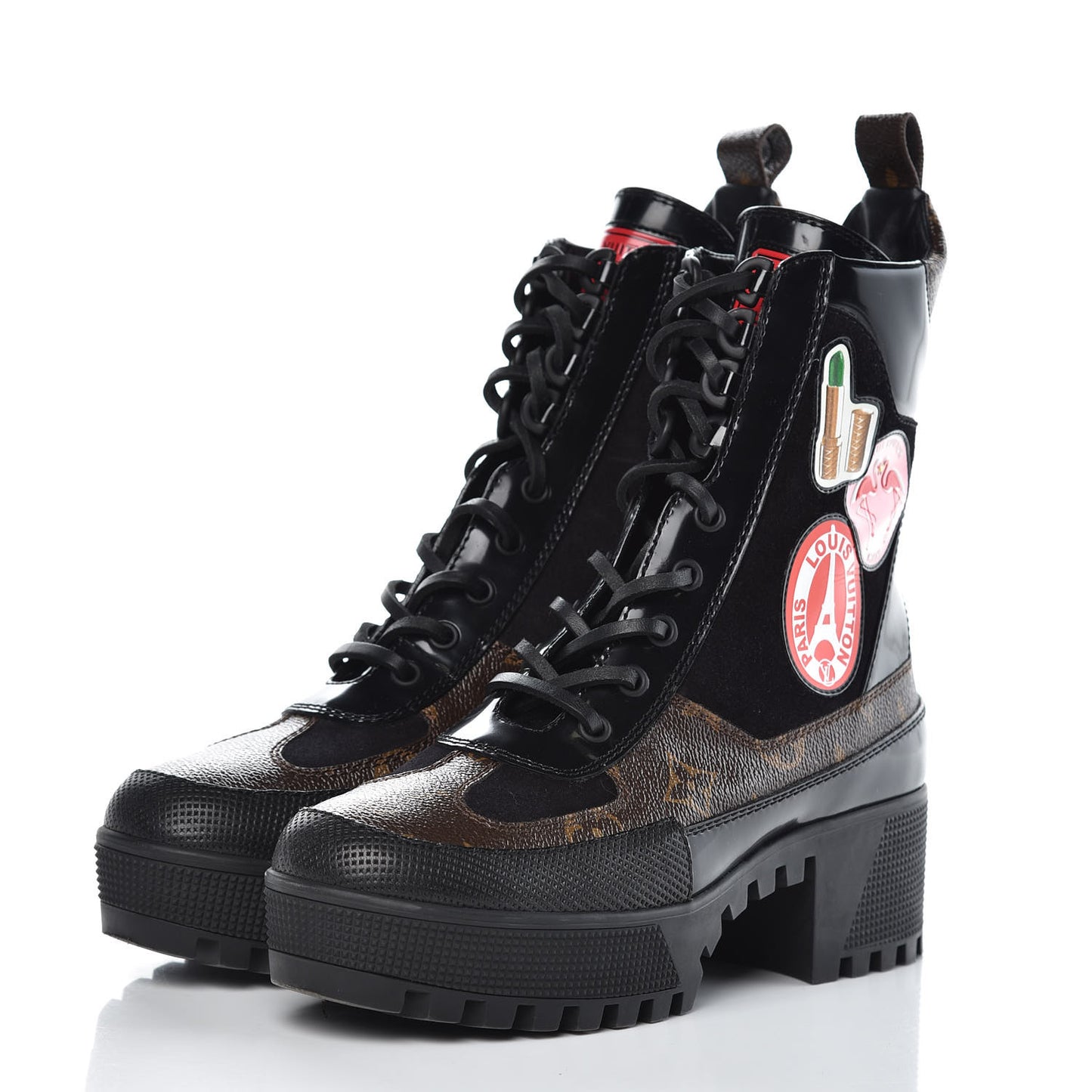 Suede Calfskin Monogram World Tour Platform Desert Boots 37 Black