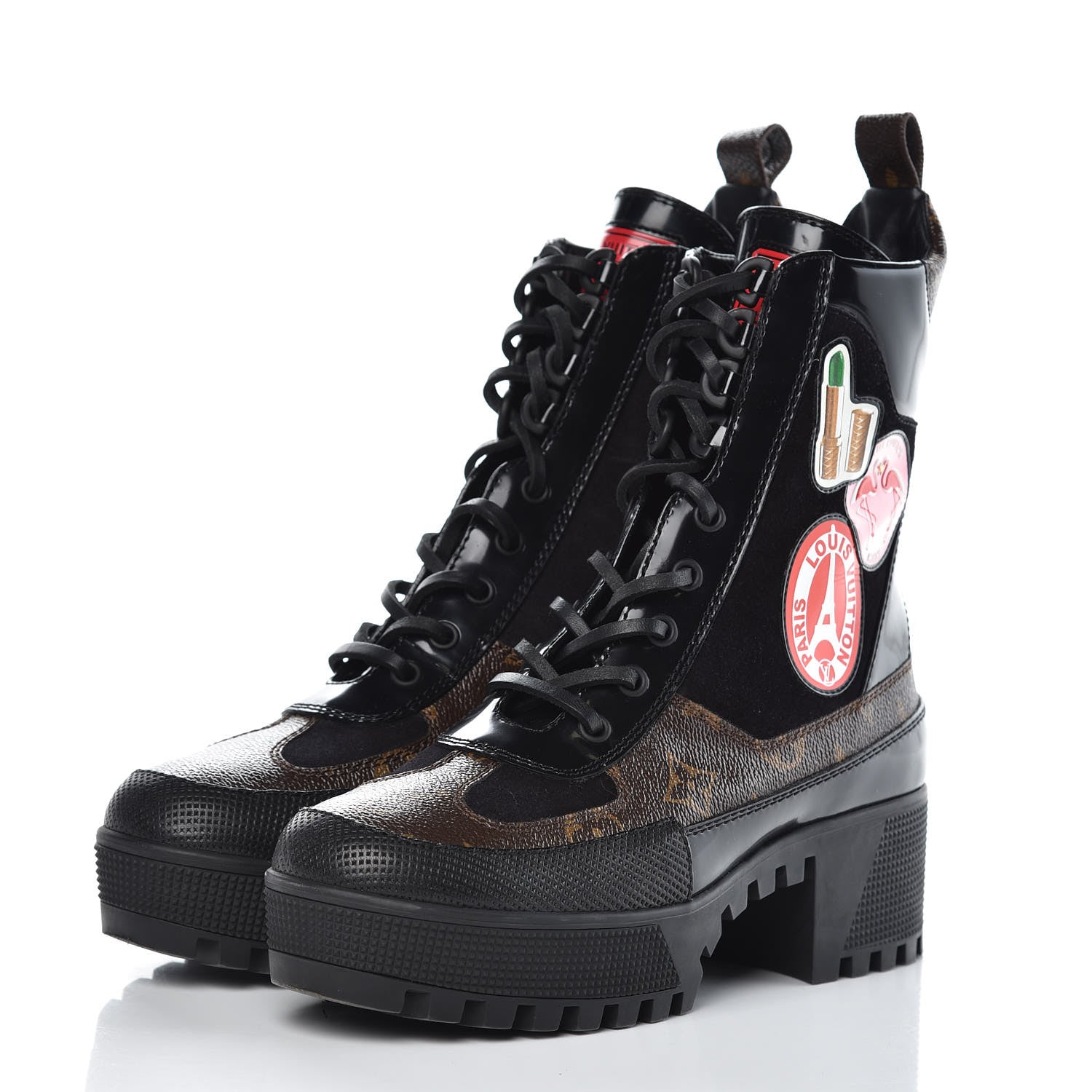 Louis Vuitton Suede Calfskin Monogram World Tour Platform Desert Boots 37 Black 3 of 10