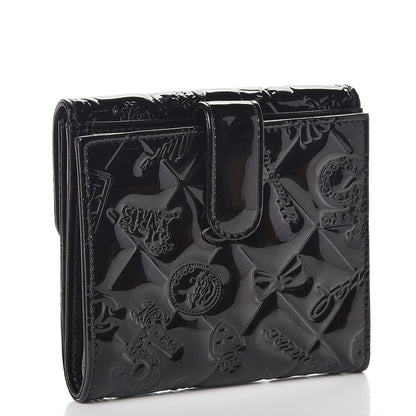 Chanel Patent Calfskin Lucky Symbols Compact French Flap Wallet Black 3 of 7