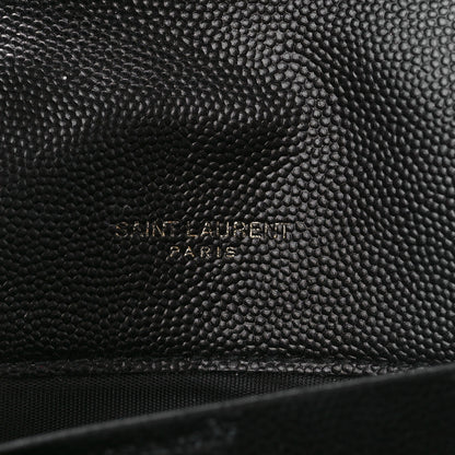 Saint Laurent Grain De Poudre Matelasse Chevron Monogram Chain Wallet Black 6 of 11