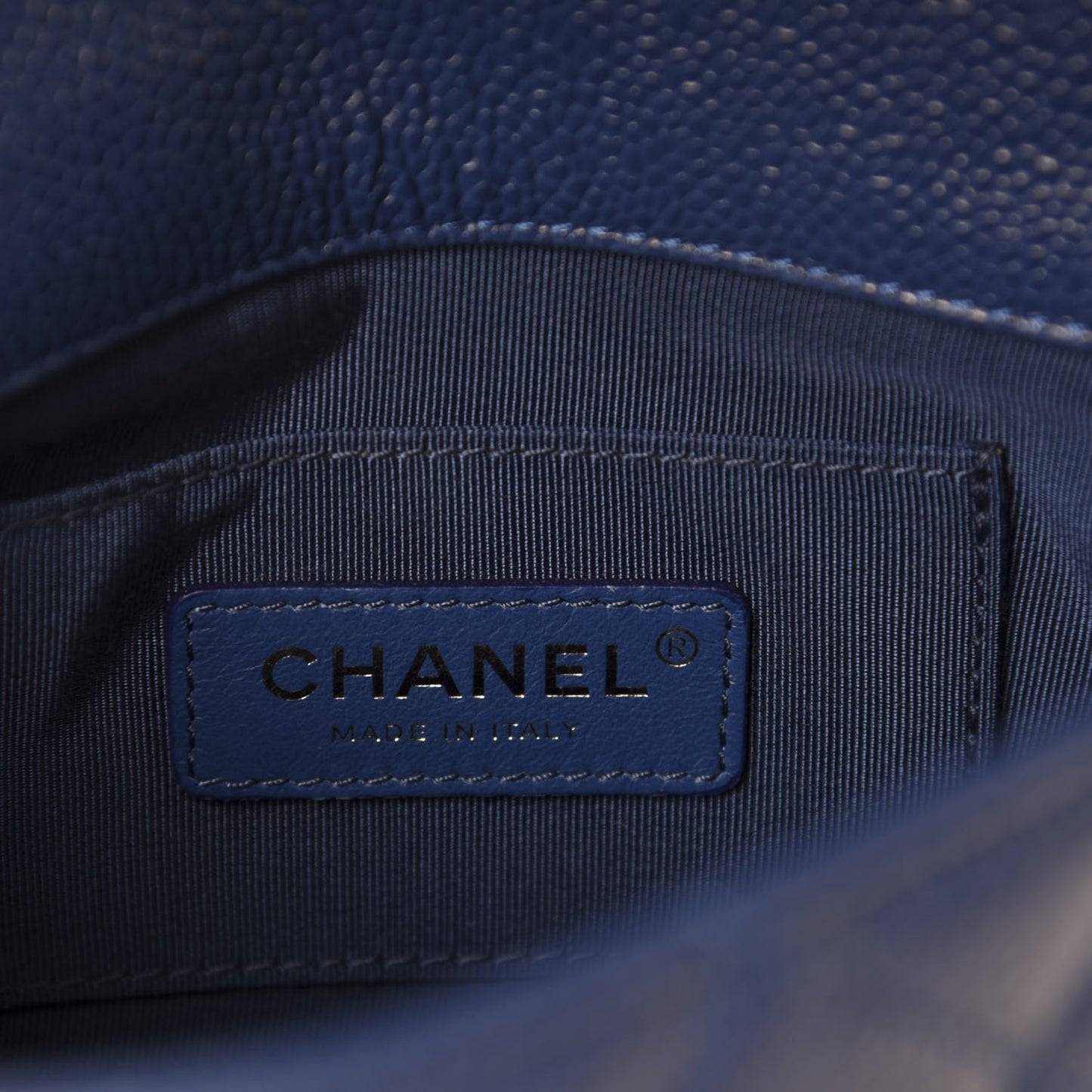 Caviar Quilted Incognito Mini Square Flap Dark Blue