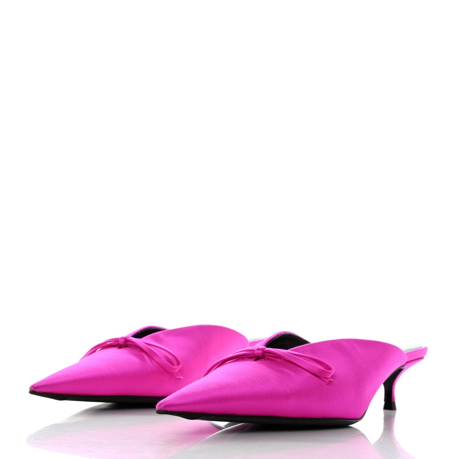 Balenciaga Satin Pointed Toe Knife 40mm Mules 37.5 Rose Fuchsia 3 of 9
