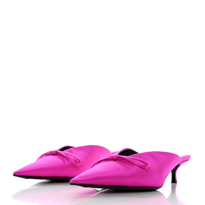 Balenciaga Satin Pointed Toe Knife 40mm Mules 37.5 Rose Fuchsia 3 of 9