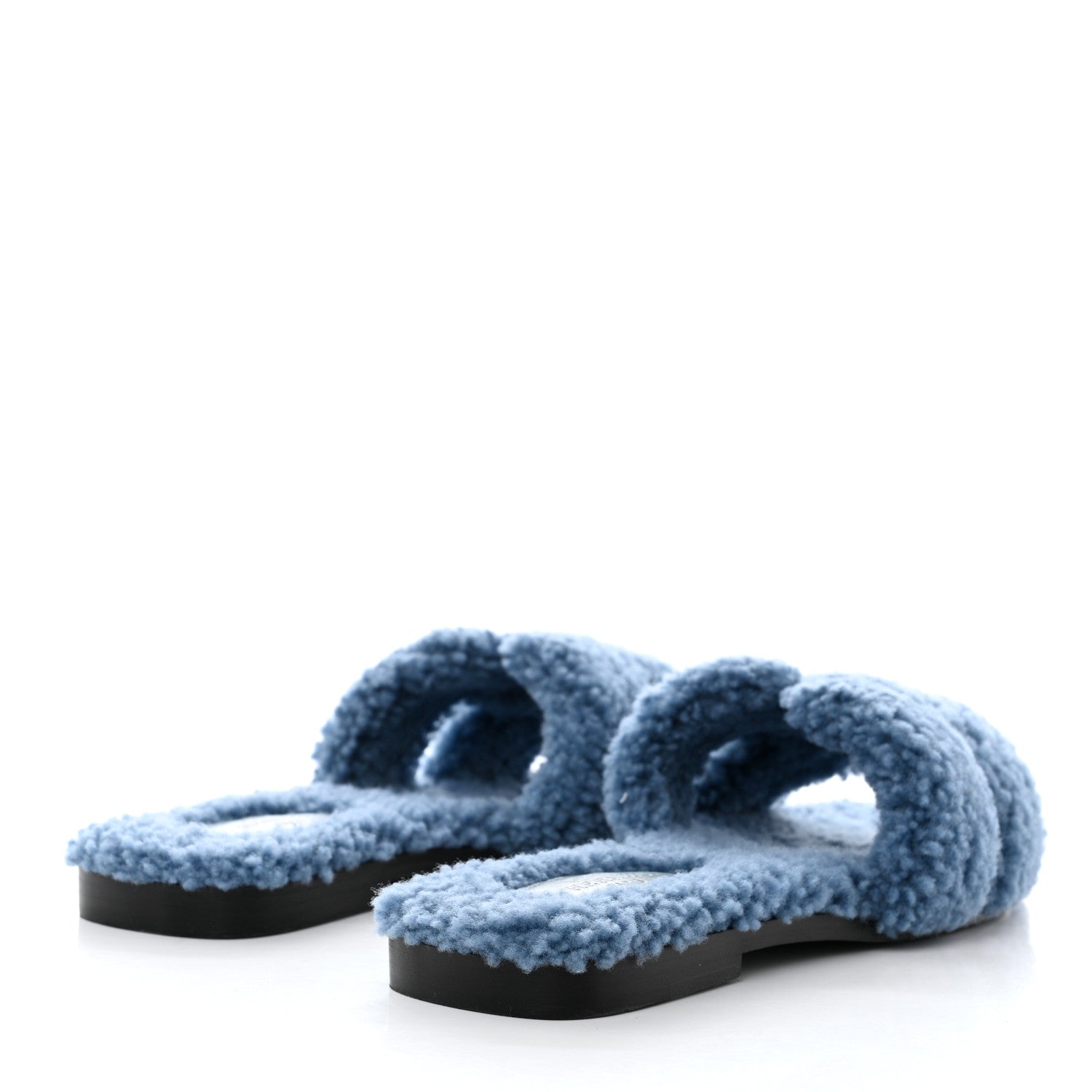 Hermes Woolskin Oran Sandals 38.5 Bleu 4 of 8