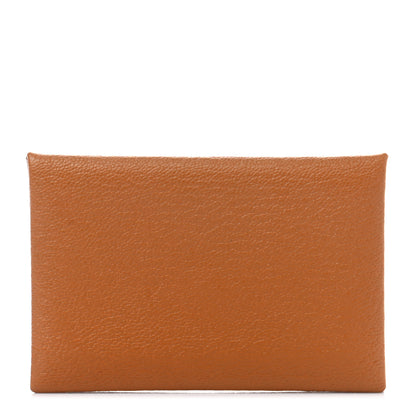 Hermes Chevre Mysore Verso Calvi Card Case Caramel Mauve Sylvestre 1 of 7