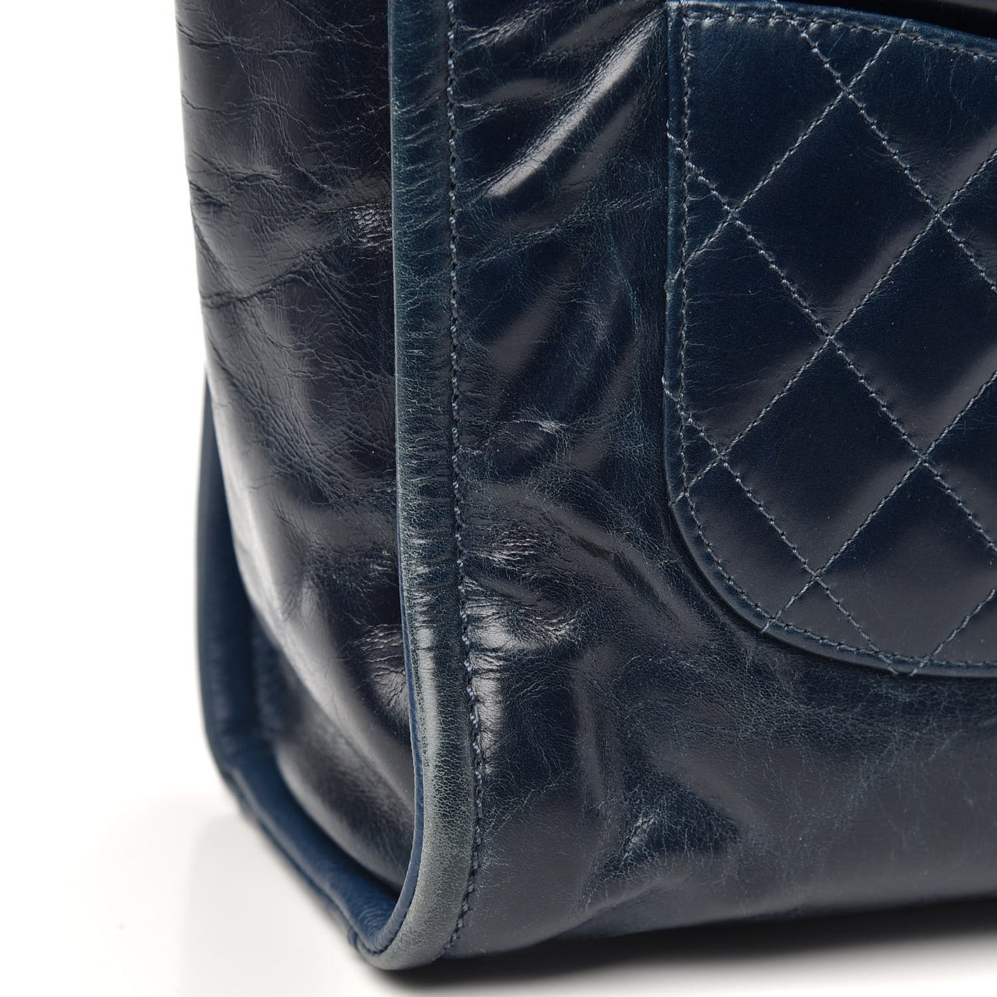 Glazed Calfskin Mini Deauville Tote Blue