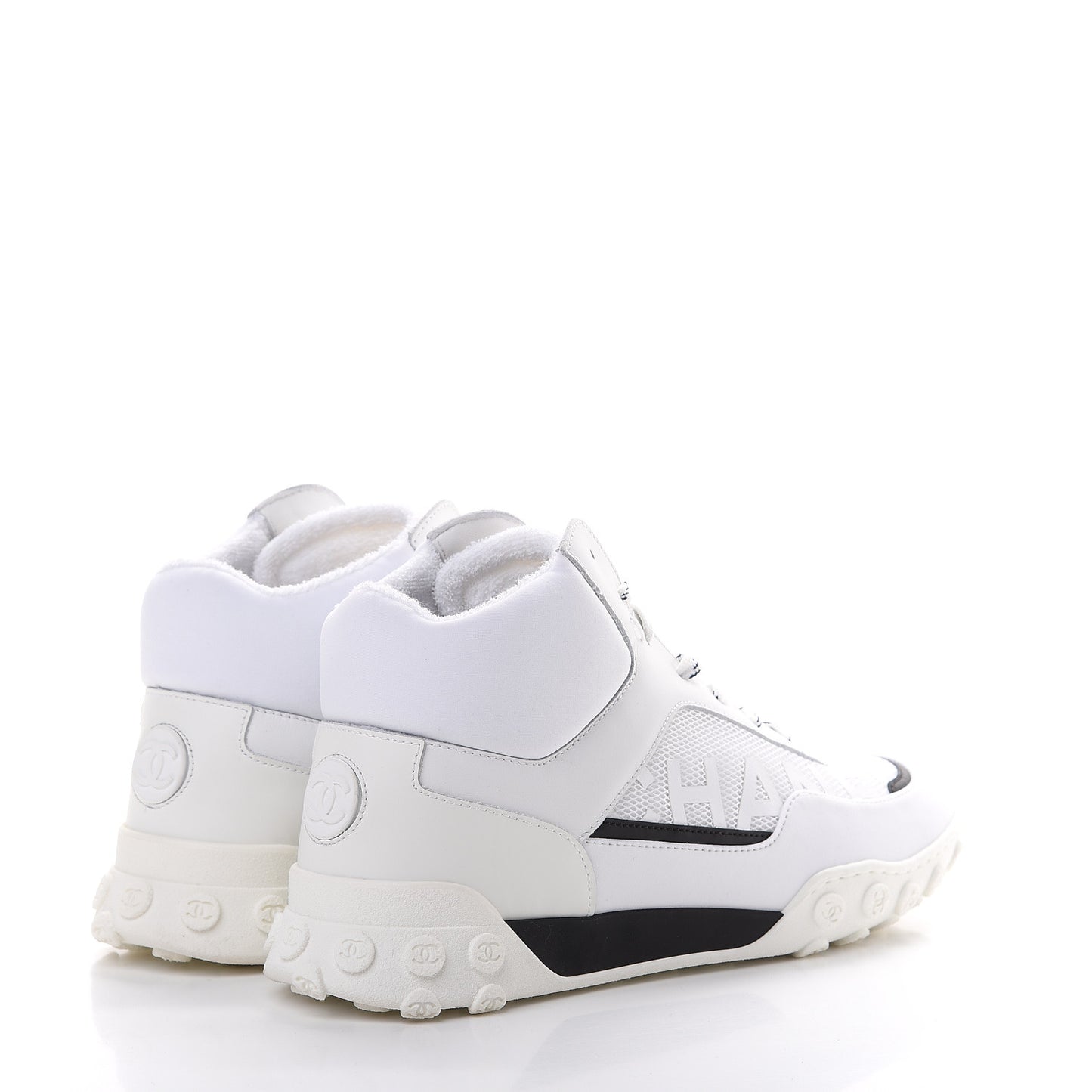 Calfskin Mesh Lycra Womens Logo Sneakers 40.5 White