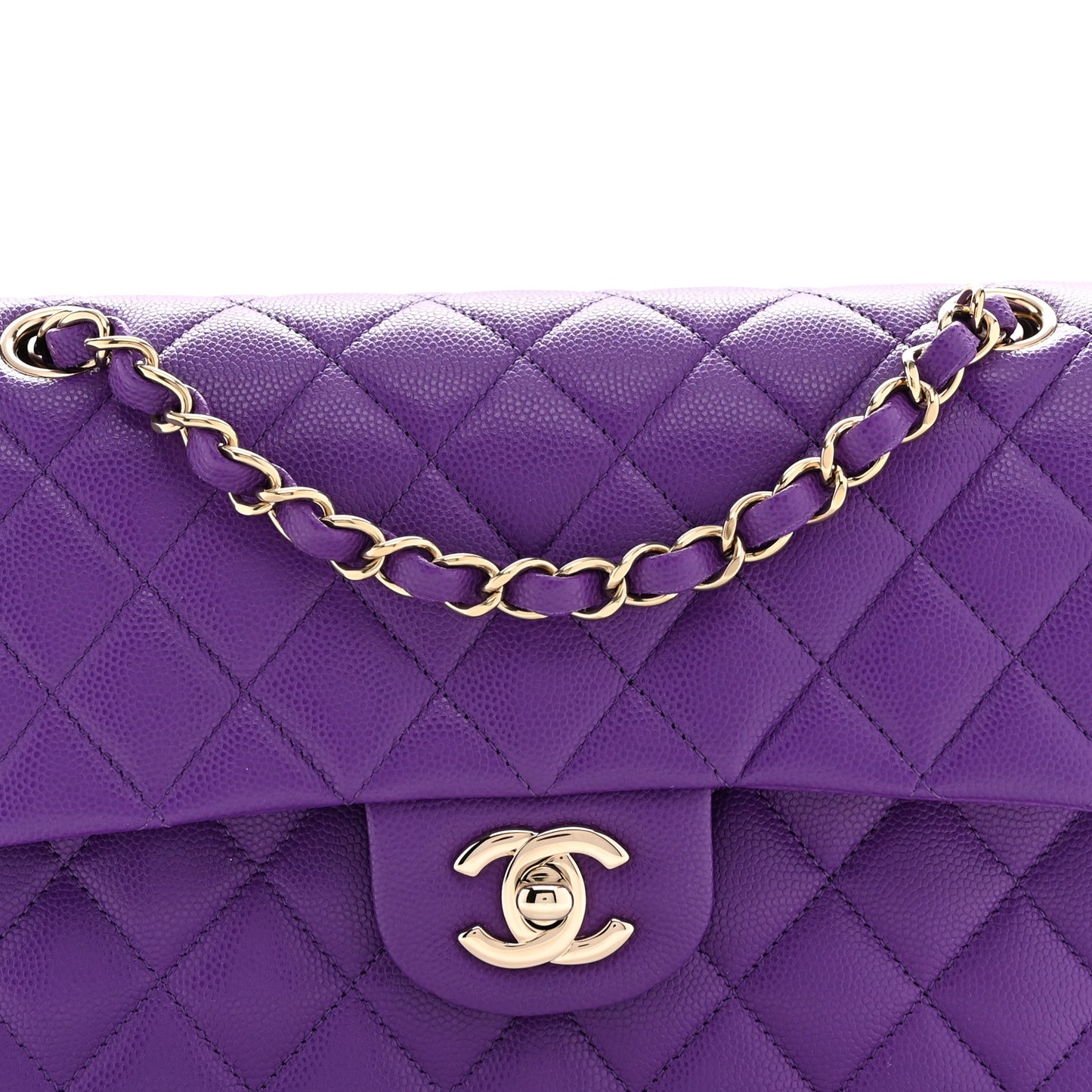 Caviar Quilted Small Double Flap Dark Purple