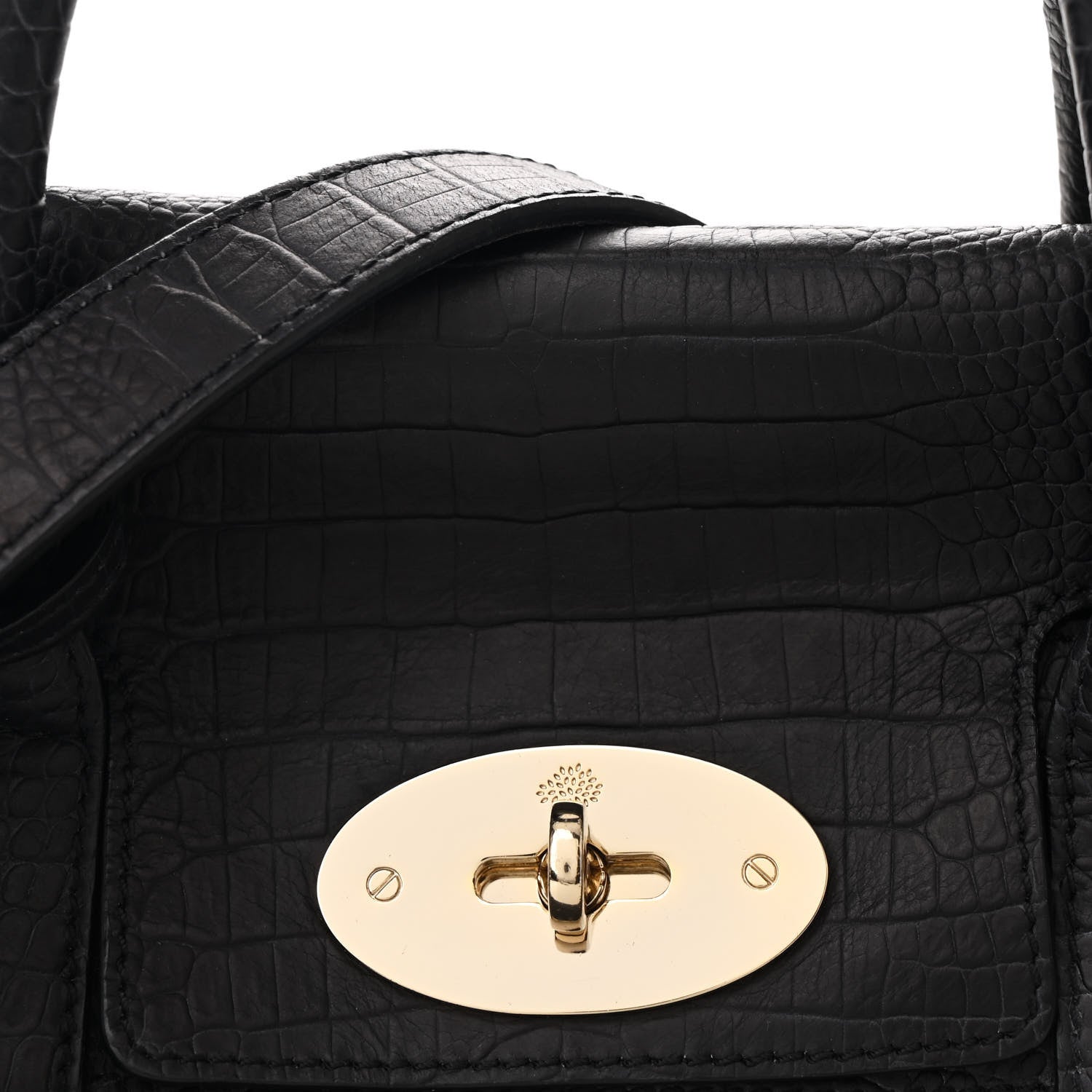 Mulberry Calfskin Crocodile Embossed Small Bayswater Satchel Black 6 of 8