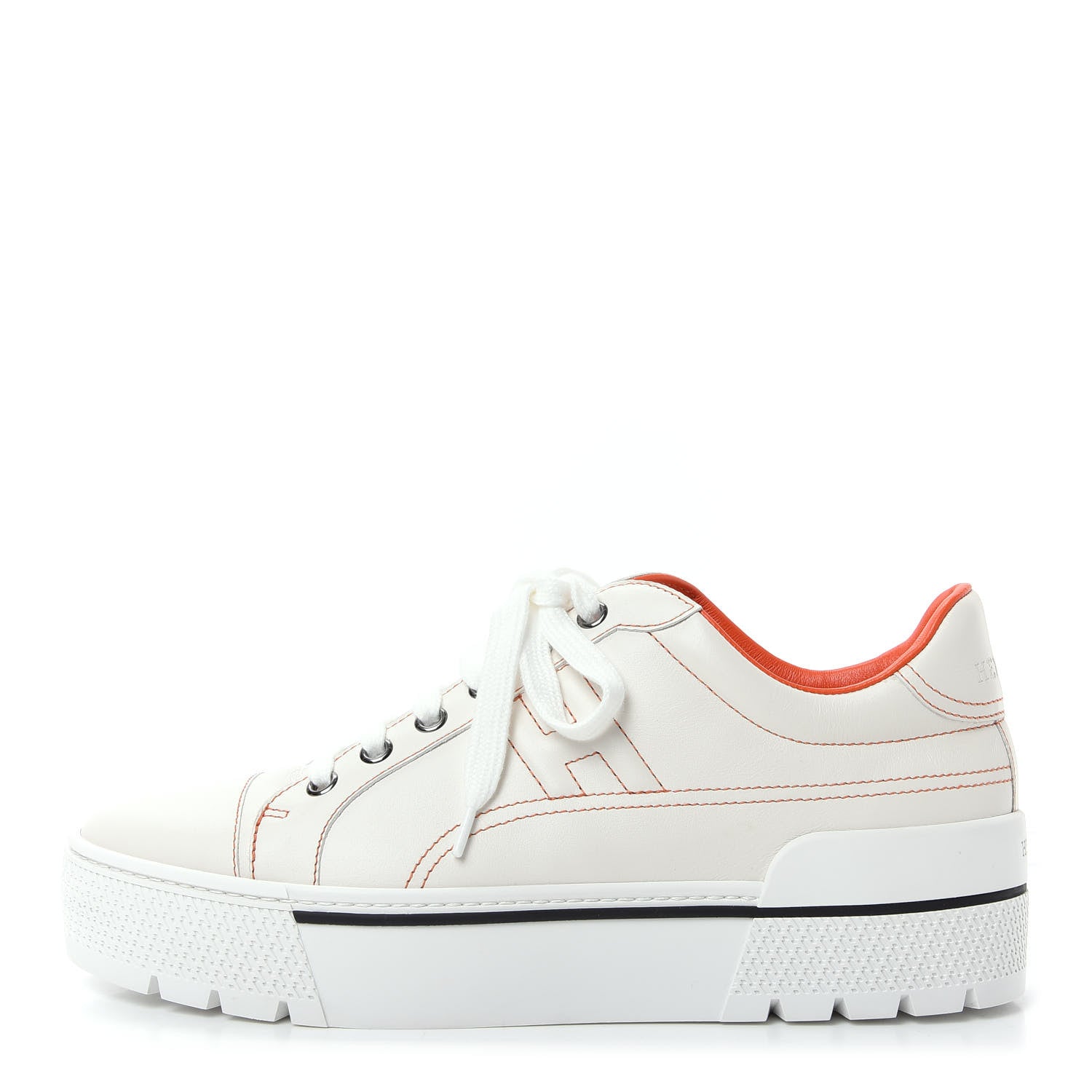 Hermes Calfskin Womens Voltage Sneakers 38.5 White Orange 1 of 11