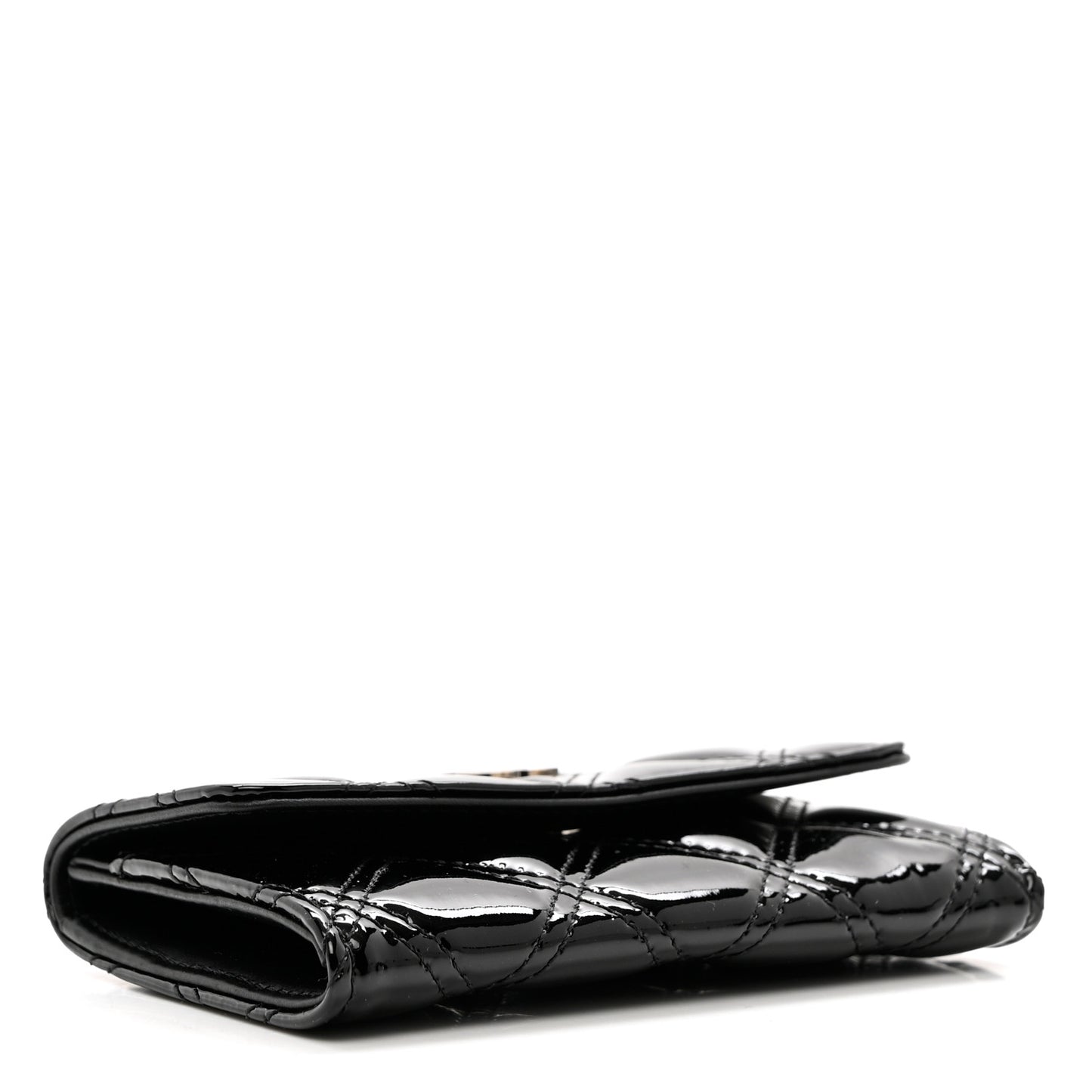 Patent Quilted Flap Card Holder Black