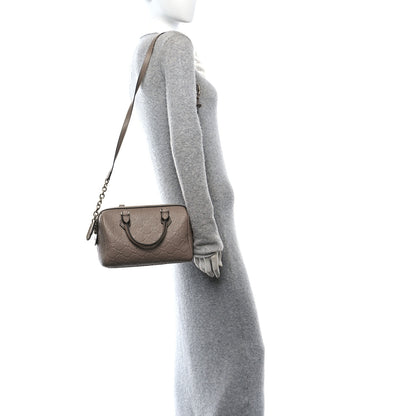 Gucci GG Grainy Calfskin Emblem Small Top Handle Bag Taupe 2 of 10