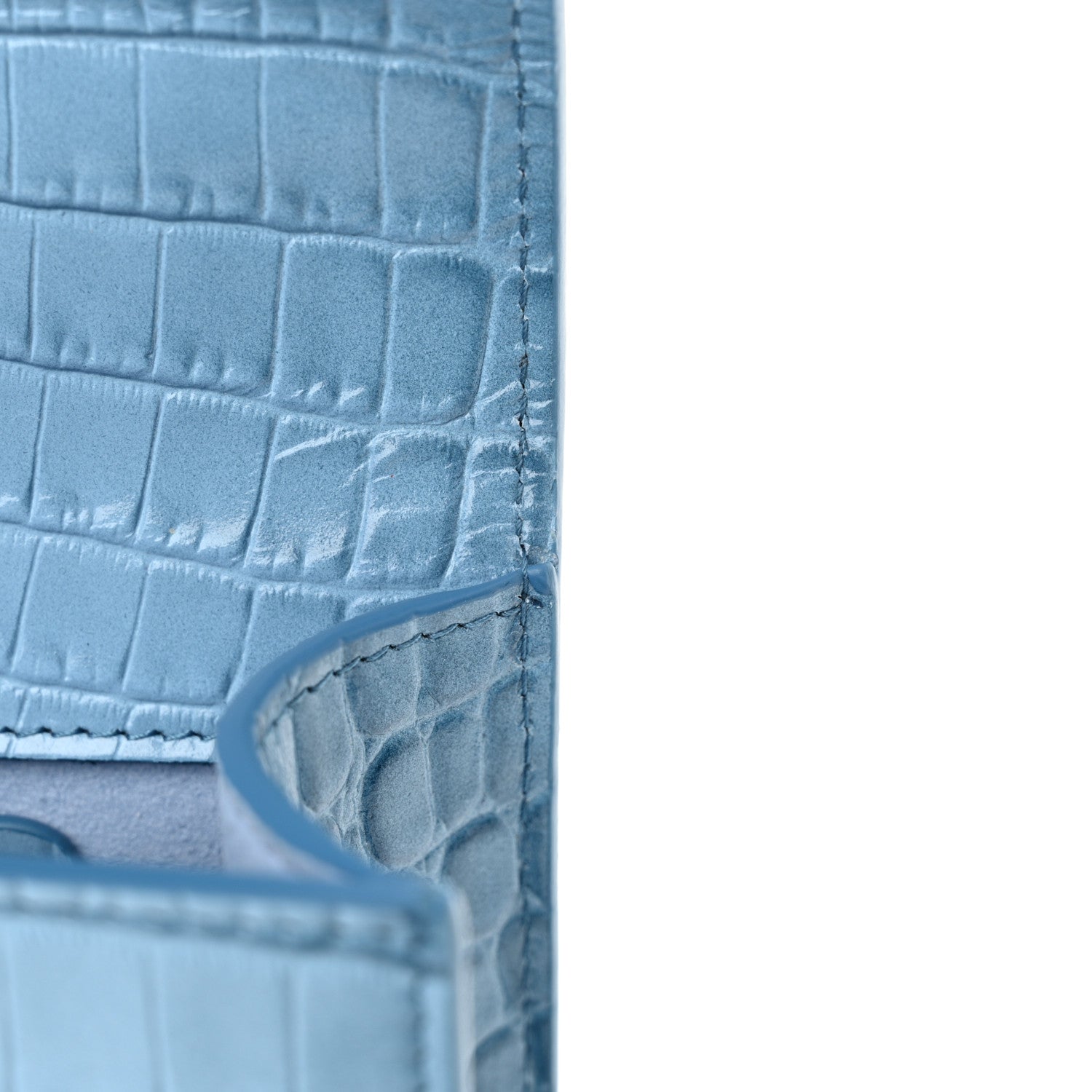 Alexander McQueen Calfskin Crocodile Embossed Knuckle Shoulder Bag Ciel 11 of 13