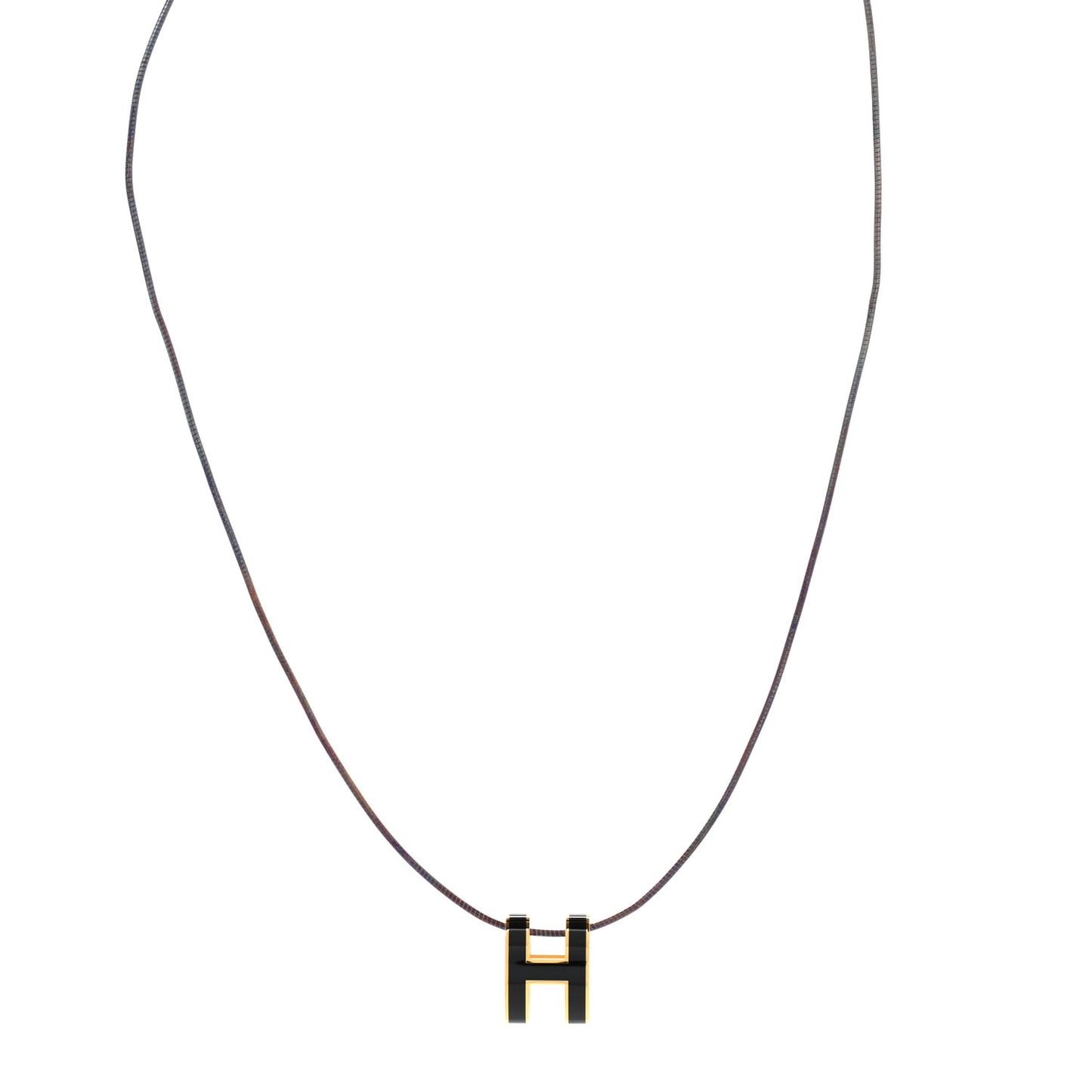 Lacquered Silver Pop H Pendant Necklace Black