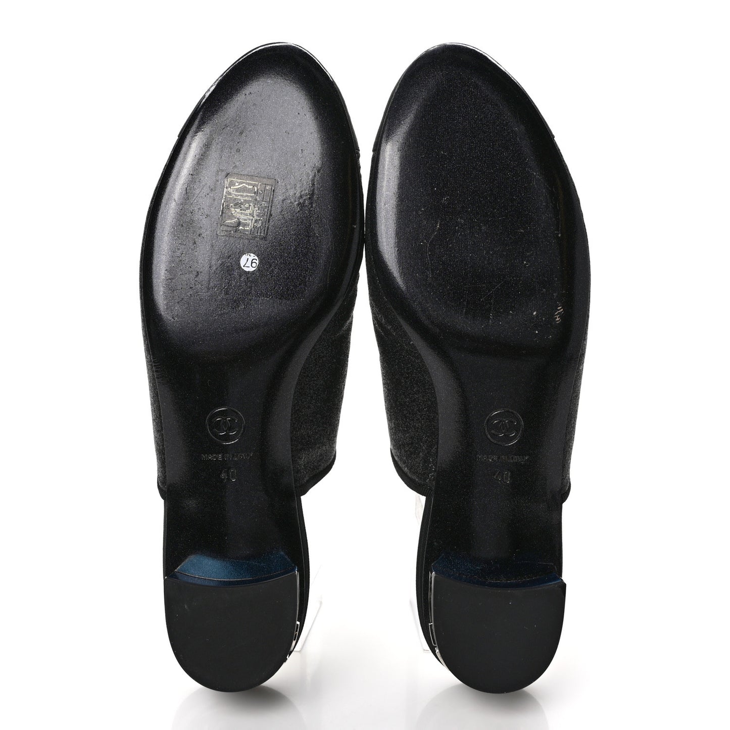 Fabric Glitter Cap Toe Logo Pumps 40 Black