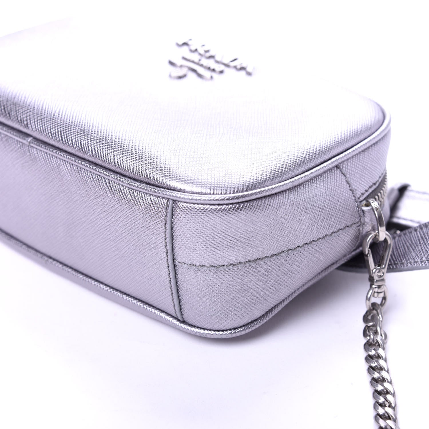 Prada Metallic Saffiano Belt Bag Silver 9 of 10