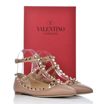 Valentino Garavani Nappa Rockstud Cage Flats 37 Beige 21 of 21