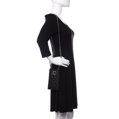 Chanel Caviar Quilted French New Wave Phone Holder With Chain Black 2 of 13
