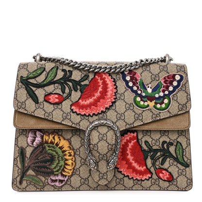 Gucci GG Supreme Monogram Embroidered Carnation Medium Dionysus Shoulder Bag Beige 1 of 11
