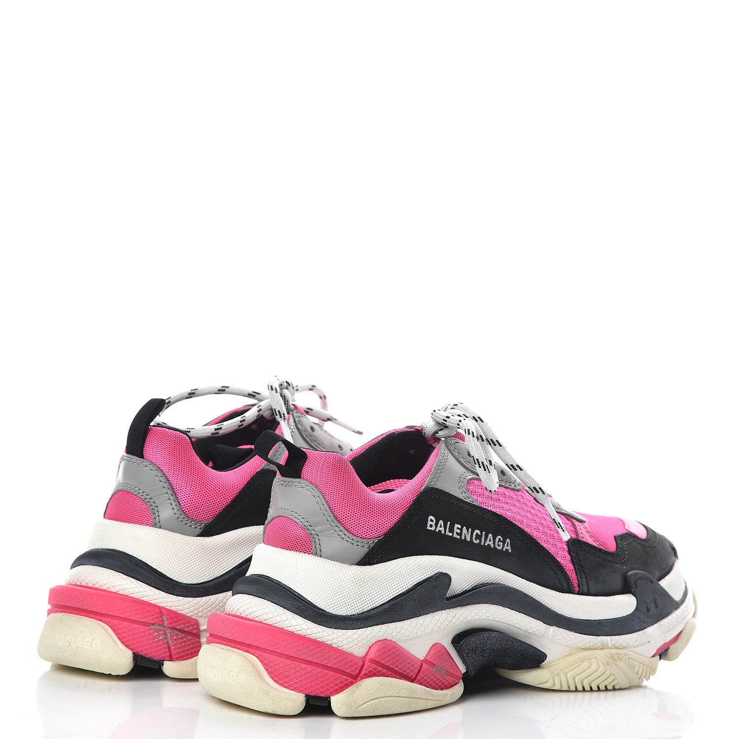 Balenciaga Fabric Mesh Womens Triple S Sneakers 37 Fluo Pink Grey White 4 of 12