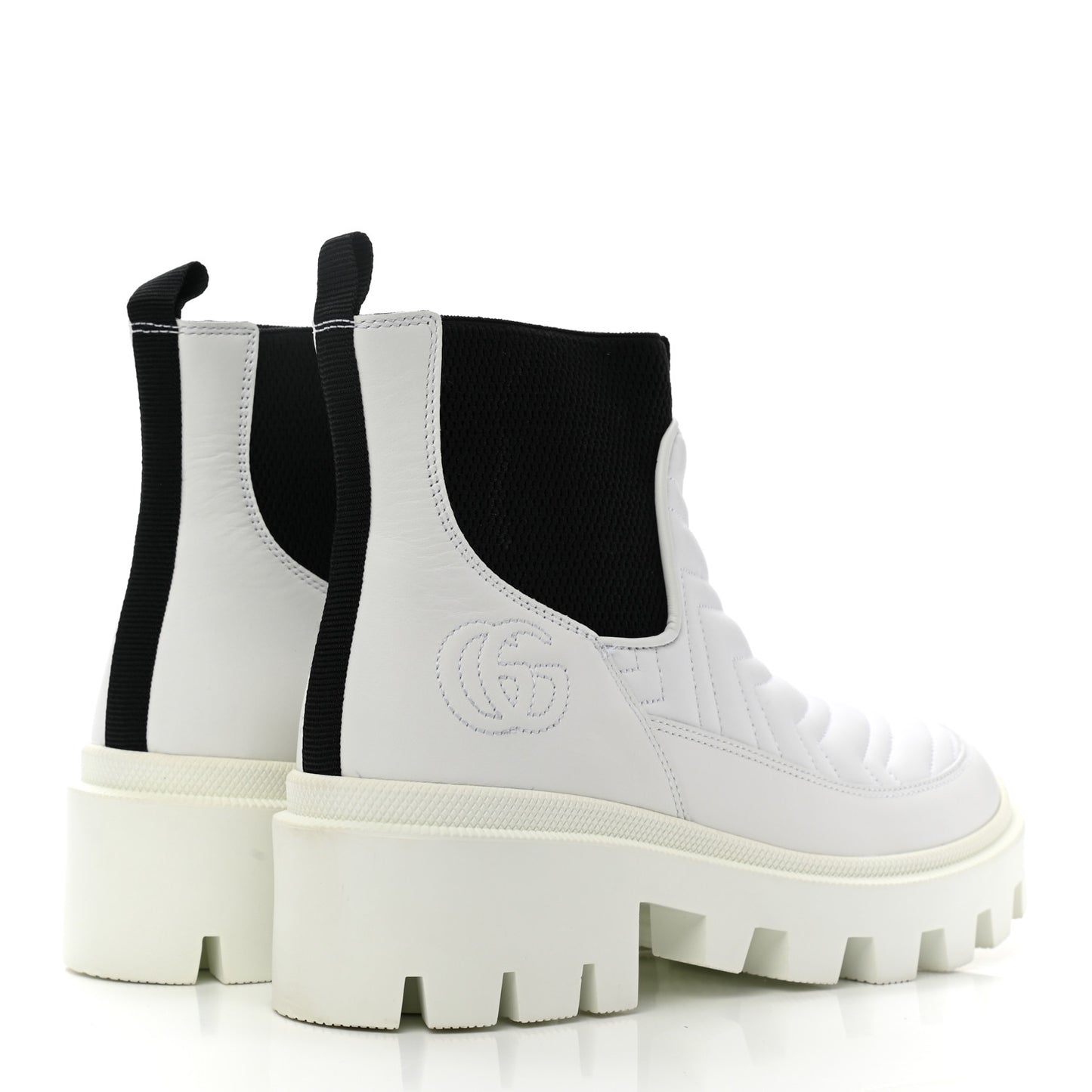 Calfskin Nappa Matelasse Frances Chelsea Boots 38 Great White Black