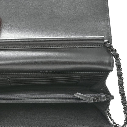 Chanel Aged Calfskin Chevron Quilted Reissue 2.55 Square Wallet On Chain WOC So Black 5 of 12