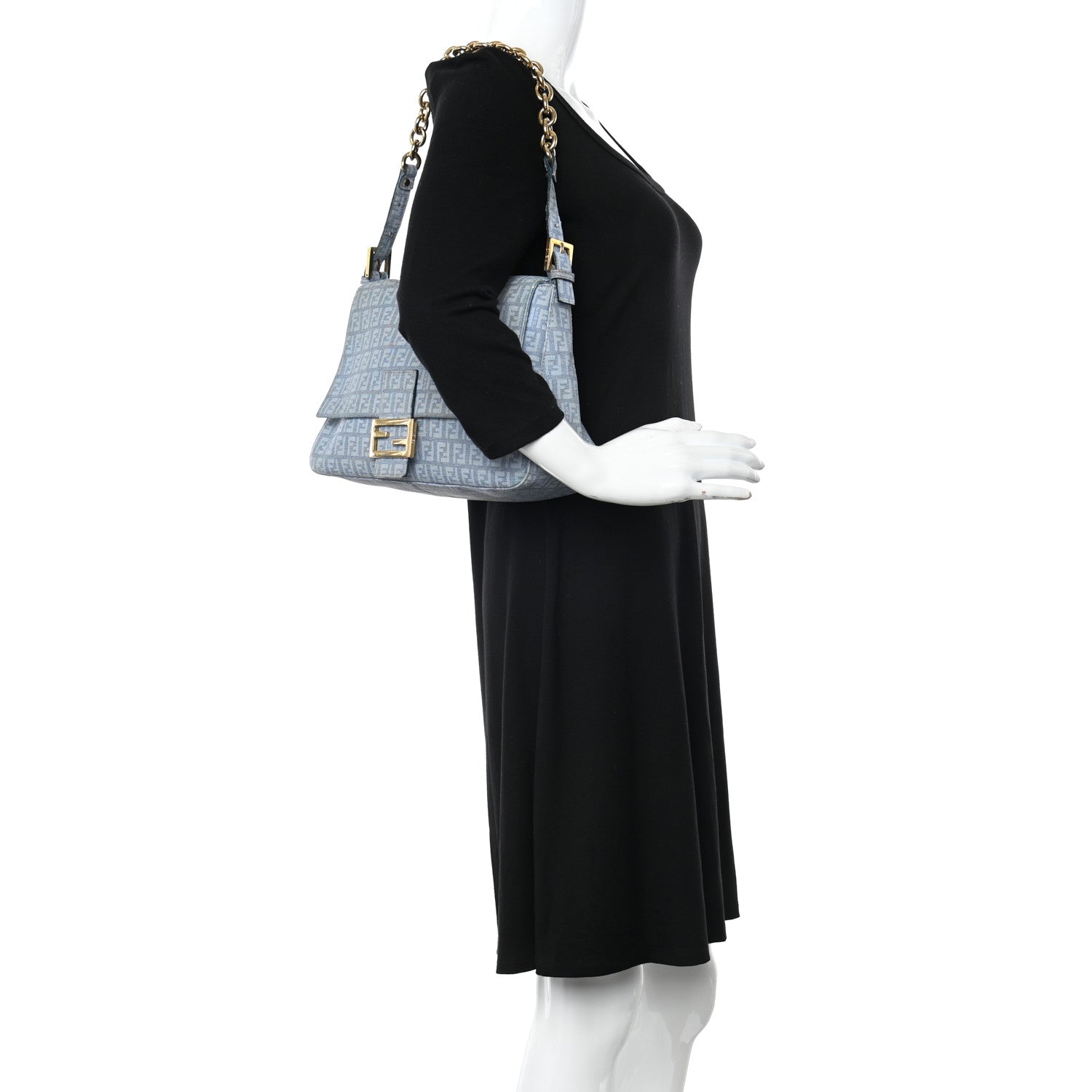 Fendi Zucchino Spalmati Forever Mama Baguette Celeste 2 of 15