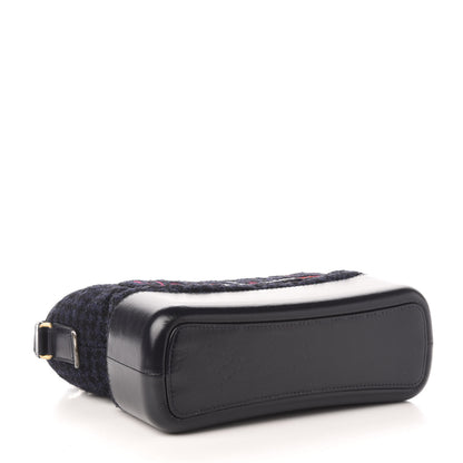 Chanel Tweed Calfskin Quilted Medium Gabrielle Hobo Black Blue 4 of 14