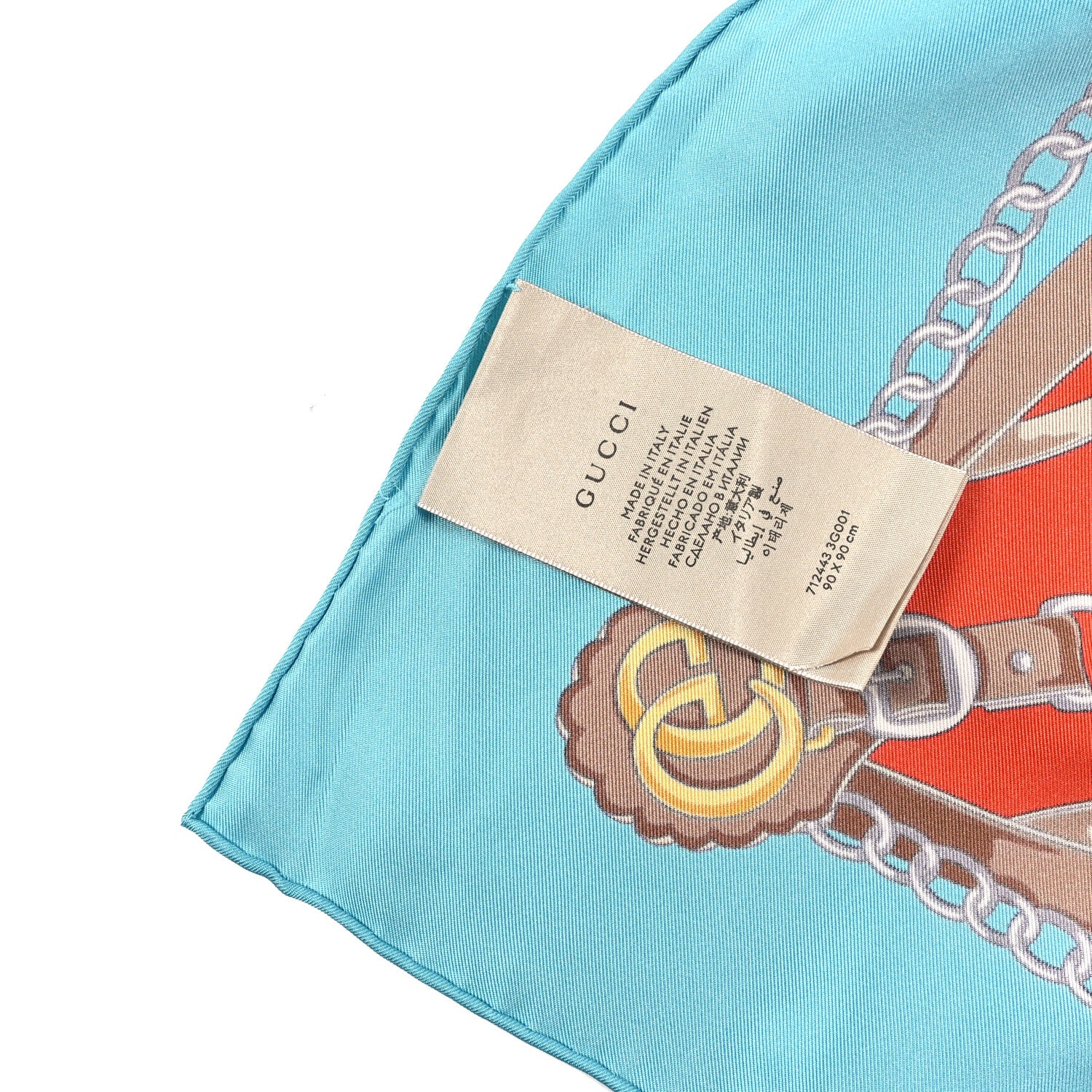 Gucci Silk Chain Print Scarf Multicolor Blue 4 of 4