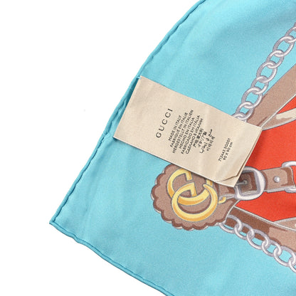 Gucci Silk Chain Print Scarf Multicolor Blue 4 of 4