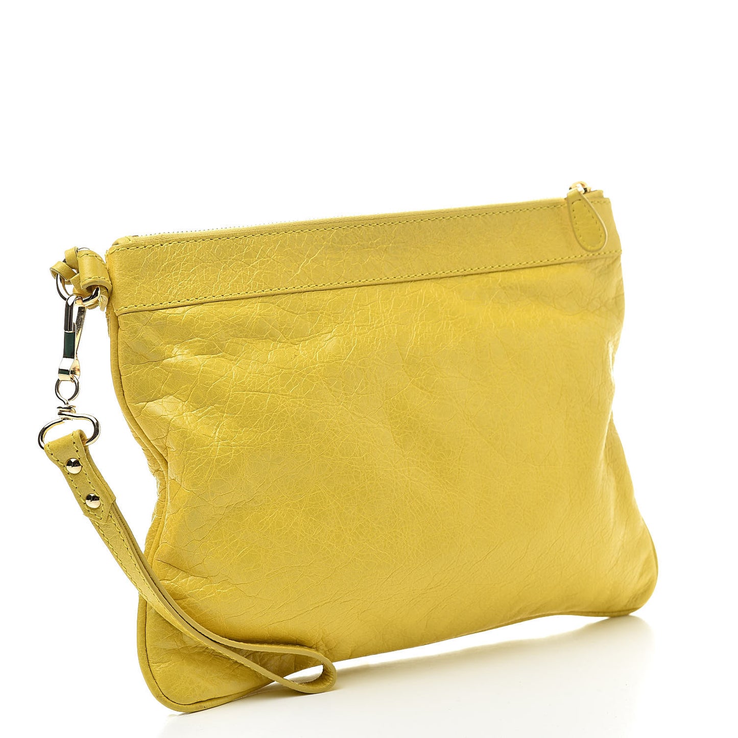Agneau Giant 12 Gold Hardware Flat Handle Clutch Curry