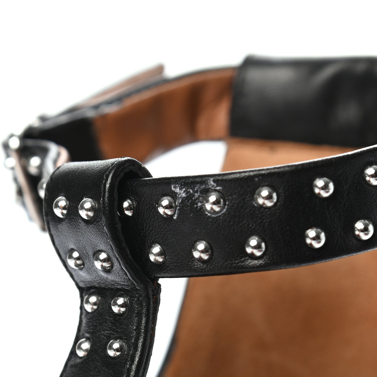 Givenchy Calfskin Studded Elegant T-Strap Sandals 39.5 Black 9 of 10