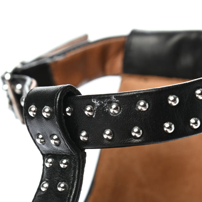 Givenchy Calfskin Studded Elegant T-Strap Sandals 39.5 Black 9 of 10