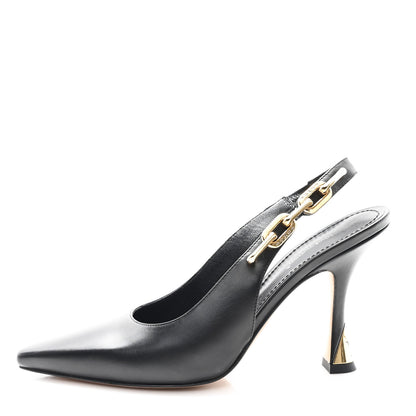 Louis Vuitton Calfskin Sparkle Slingback Pumps 37 Black 1 of 9