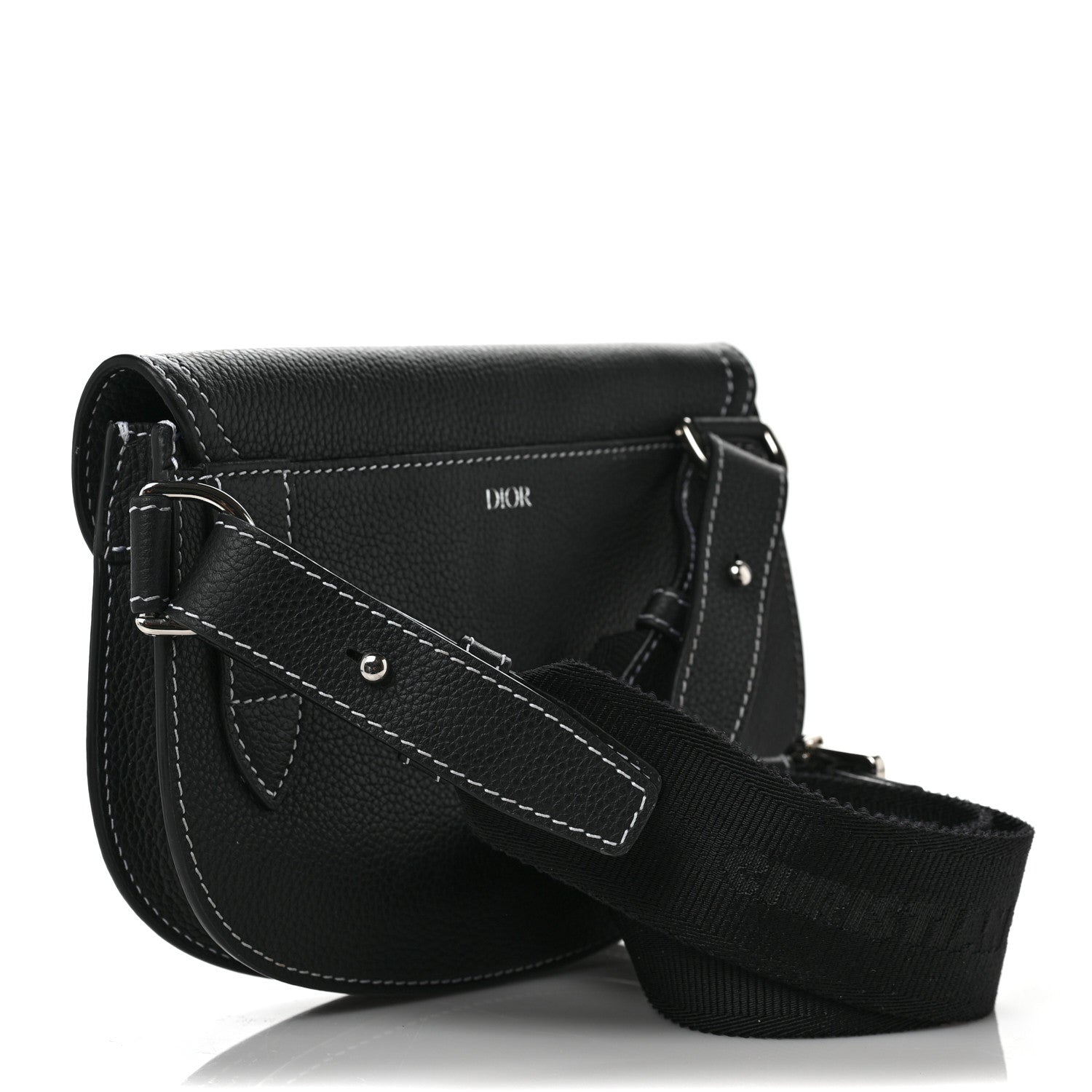 Christian Dior X KAWS Grained Calfskin Saddle Pouch Black 3 of 12